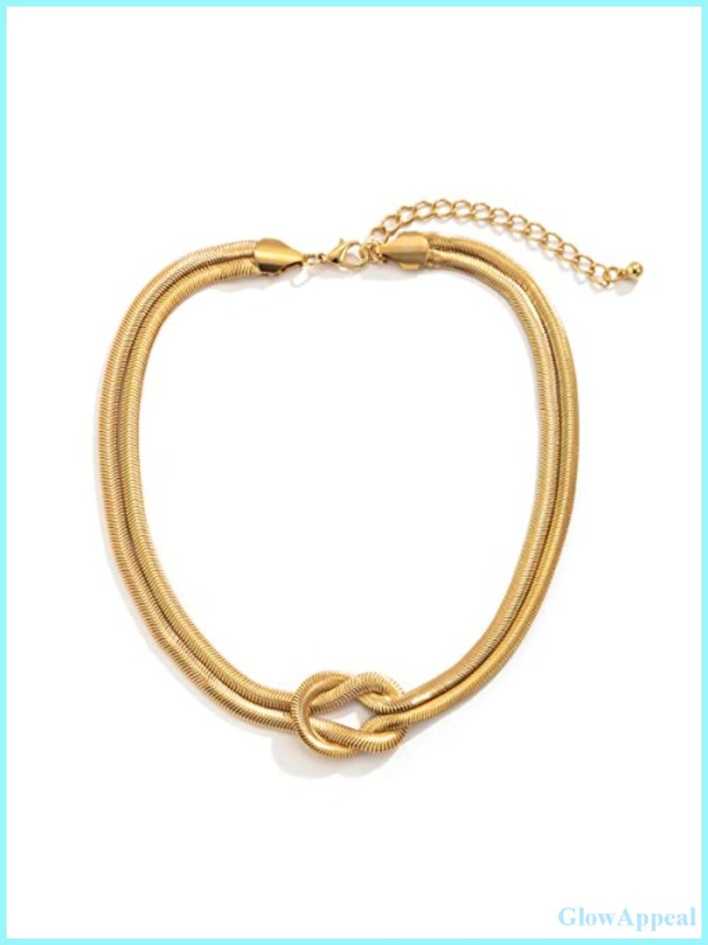 Chunky Gold Knot Choker Necklace Double Snake Chain Adjustable Statement